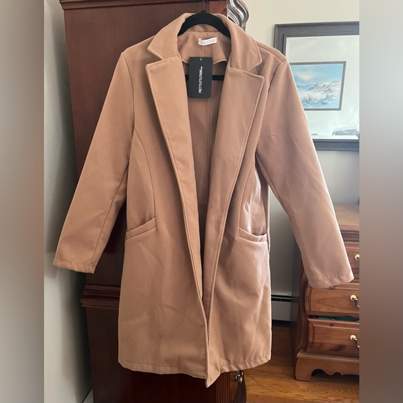 NWT PrettyLittleThing Camel Pocket Detail Coat - Picture 1 of 5